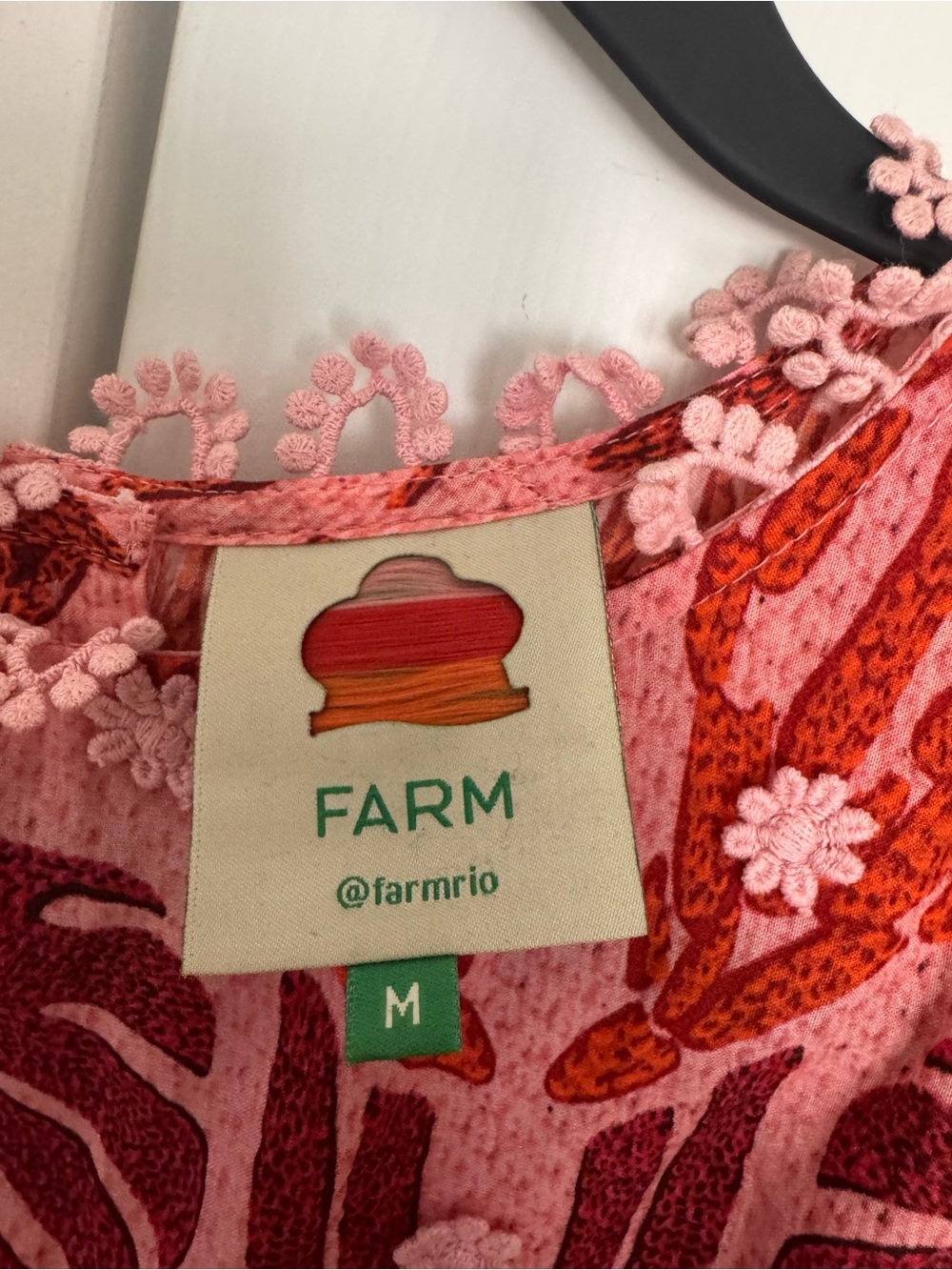 FARM Rio Pink & Red Patterned Puff-Sleeve Blouse - Picture 2 of 3